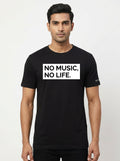 No Music No Life Graphic Printed Black Tshirt