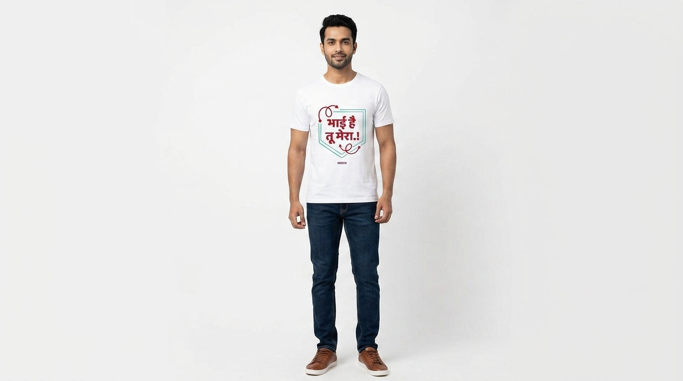 Bhai Hai tu Mera - Quirky Hindi Dialogue Graphic Printed Tee