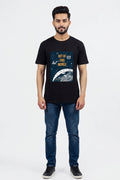 Out of this World- Block Printed Black Tee