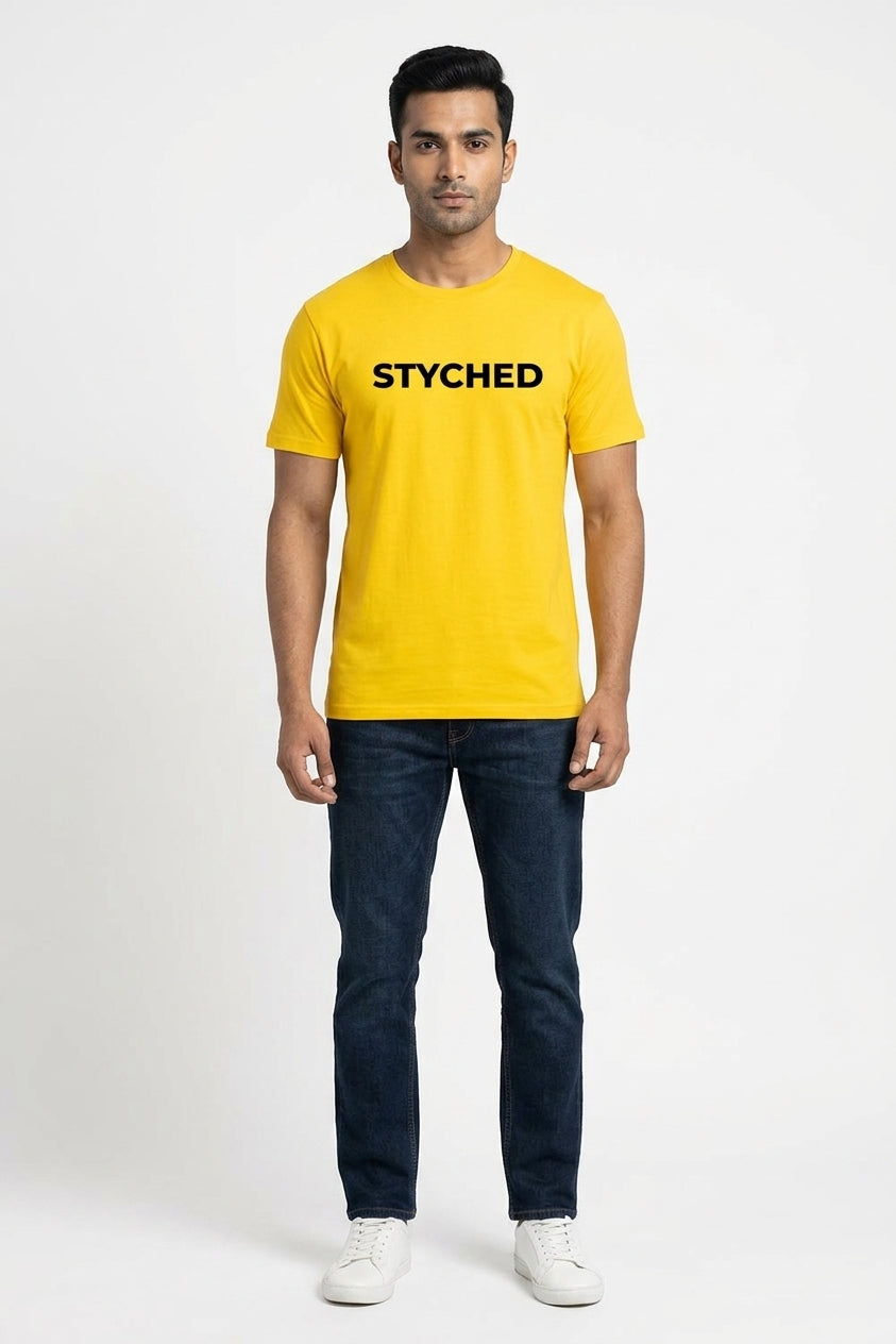 Styched Font Yellow Tshirt