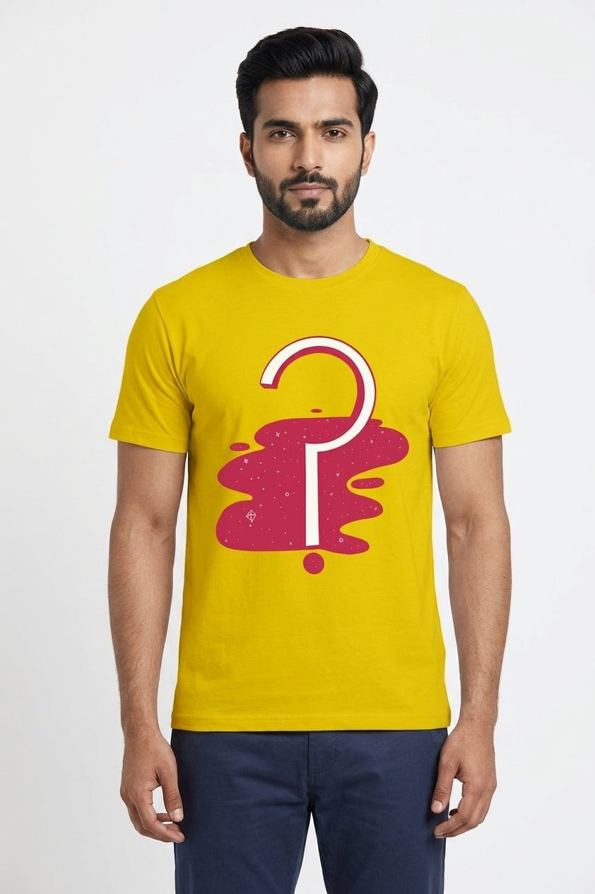Question Graphic Printed Yellow Tshirt