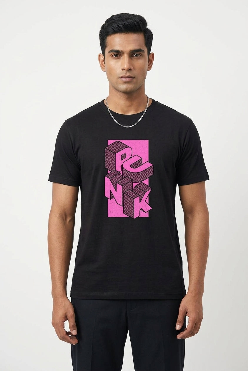Punk Graphic Printed Black Tshirt