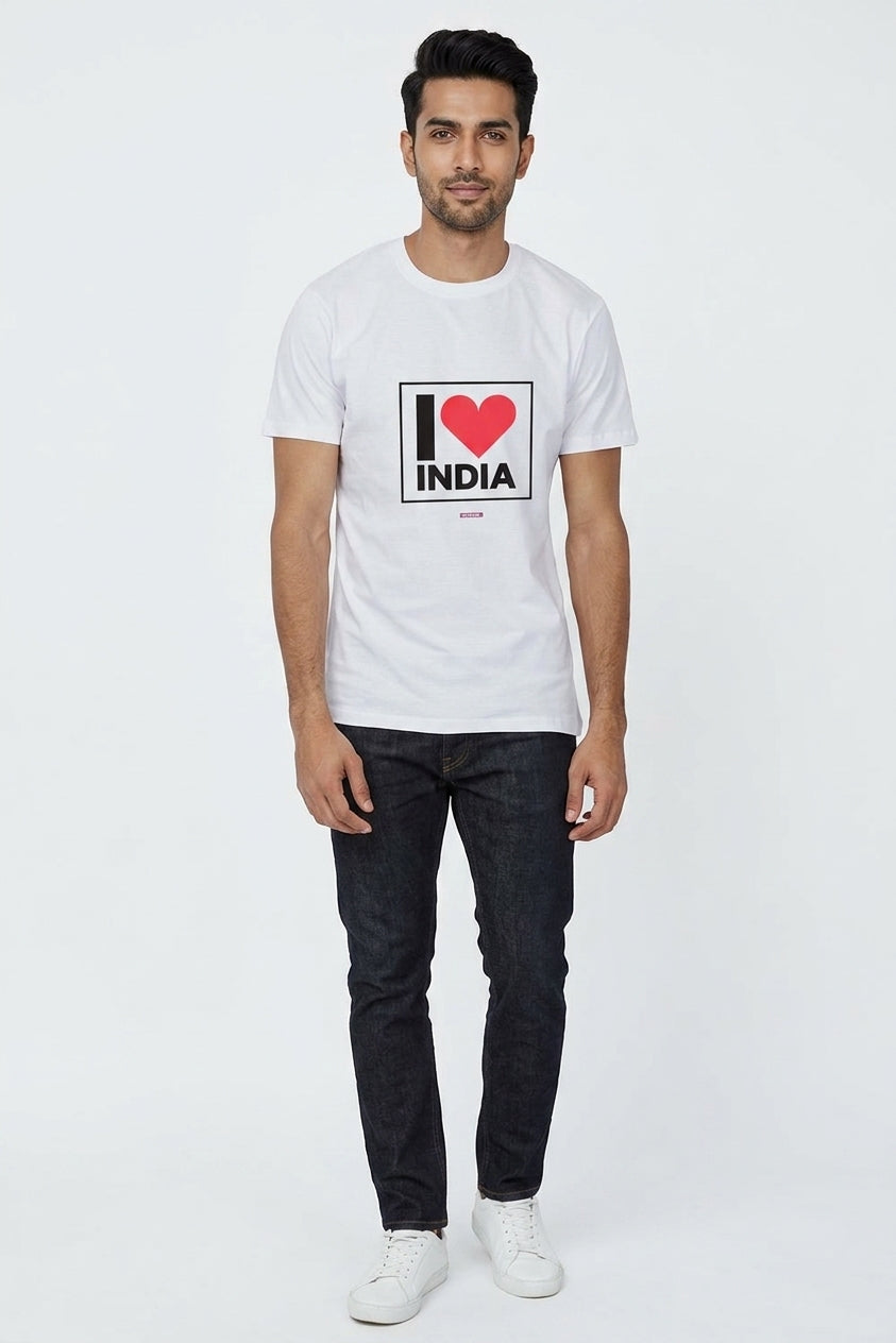 I love India - Styched in India Graphic T-Shirt White Color