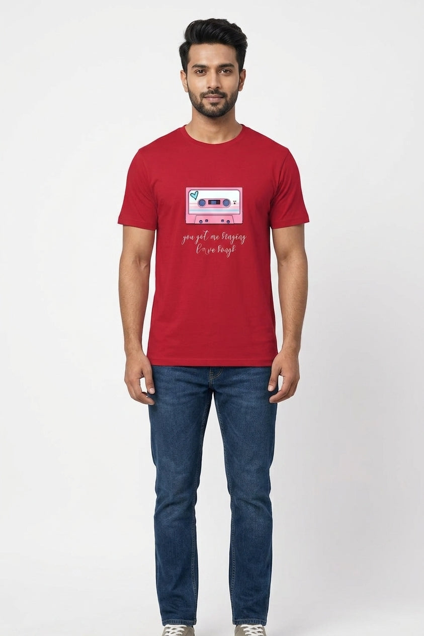 Love Song Graphic Printed Red Tshirt
