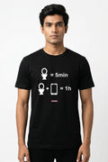 Time in restroom with phone - Quirky Graphic T-Shirt Black Color