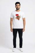 Skull Tear Graphic Printed White Tshirt