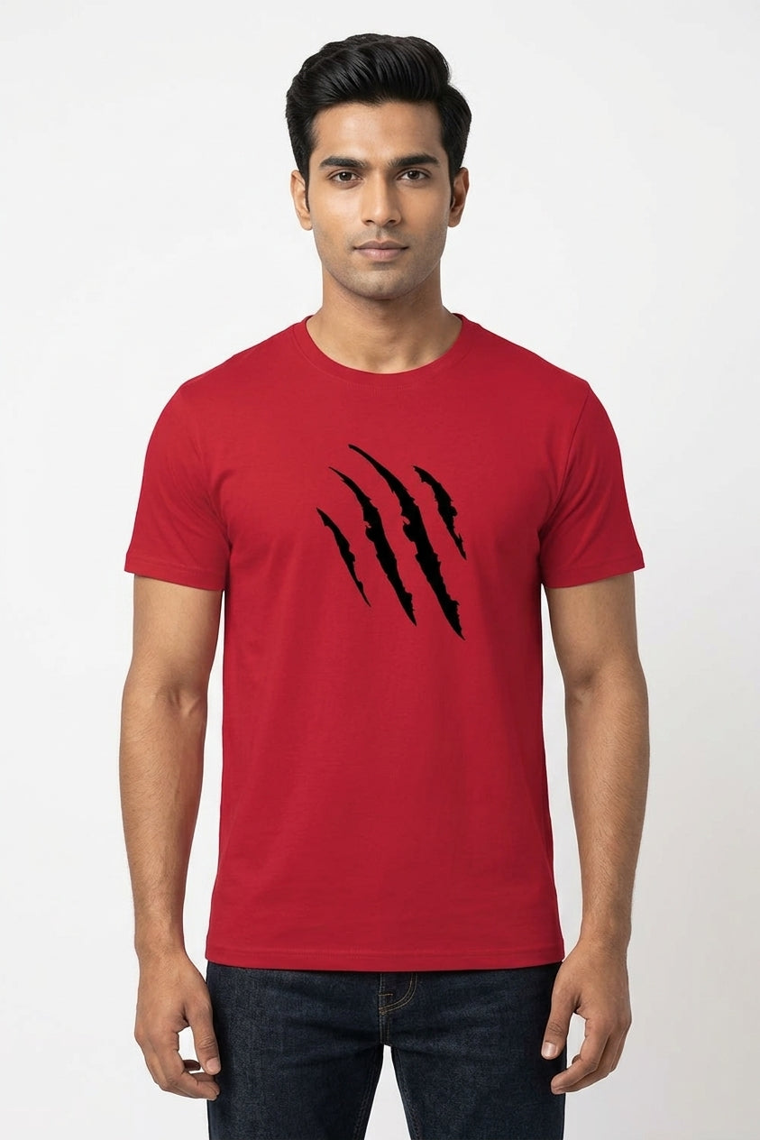 Panther Claw Graphic Printed Red Tshirt