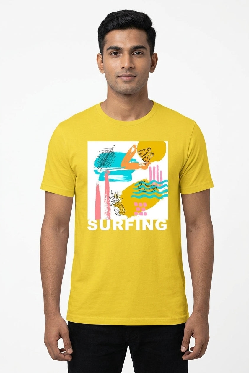 Surfing Graphic Yellow Tshirt
