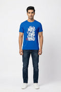 Make Some Noise Graphic Printed Blue Tshirt