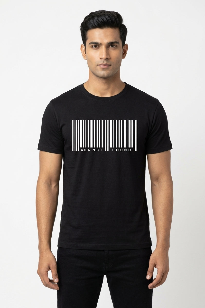 Barcode Graphic Printed Black Tshirt
