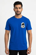 Astronaut Pocket Printed Graphic Blue Tshirt