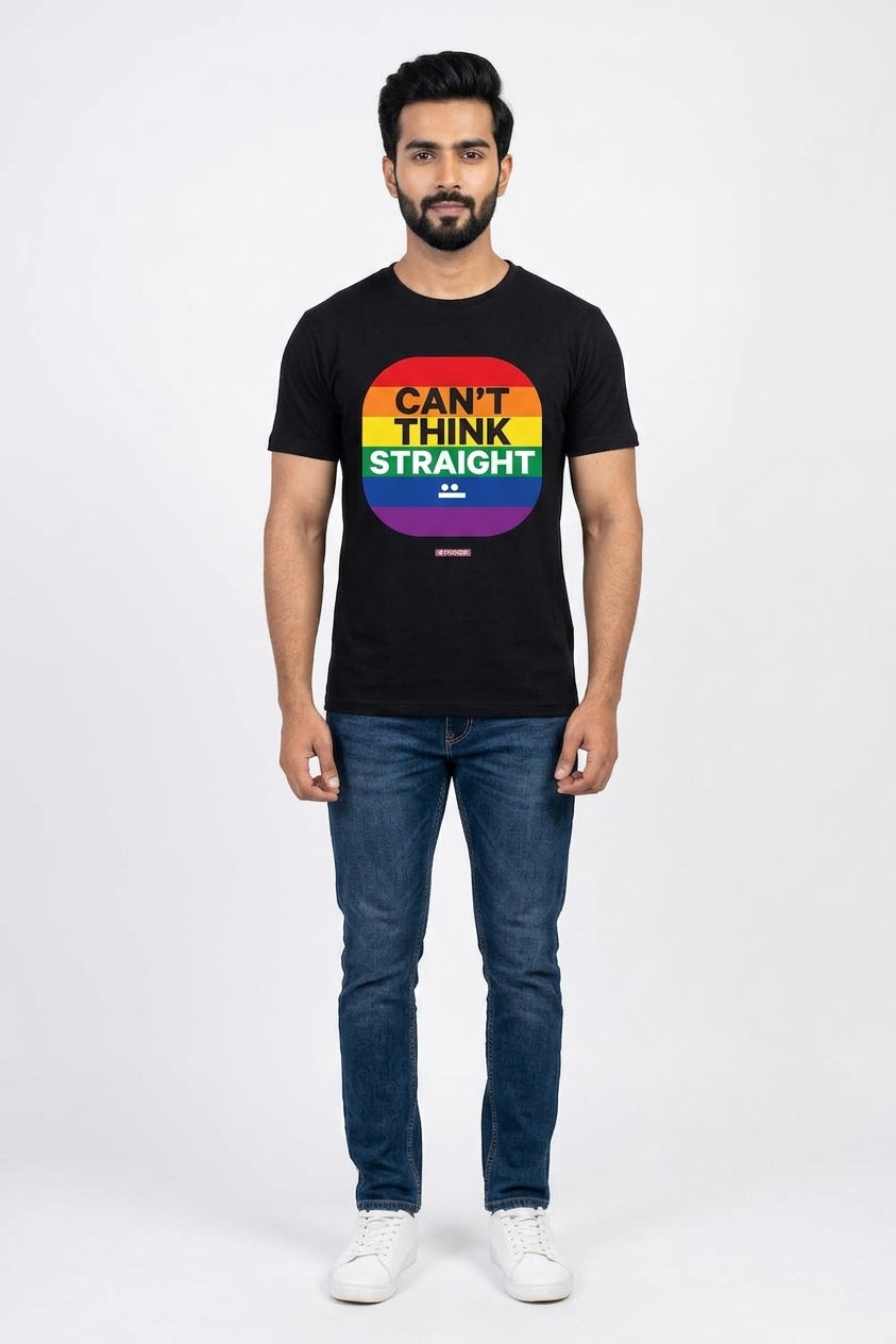 Cannot think straight when the times are confusing - Quirky Graphic T-Shirt Black Color