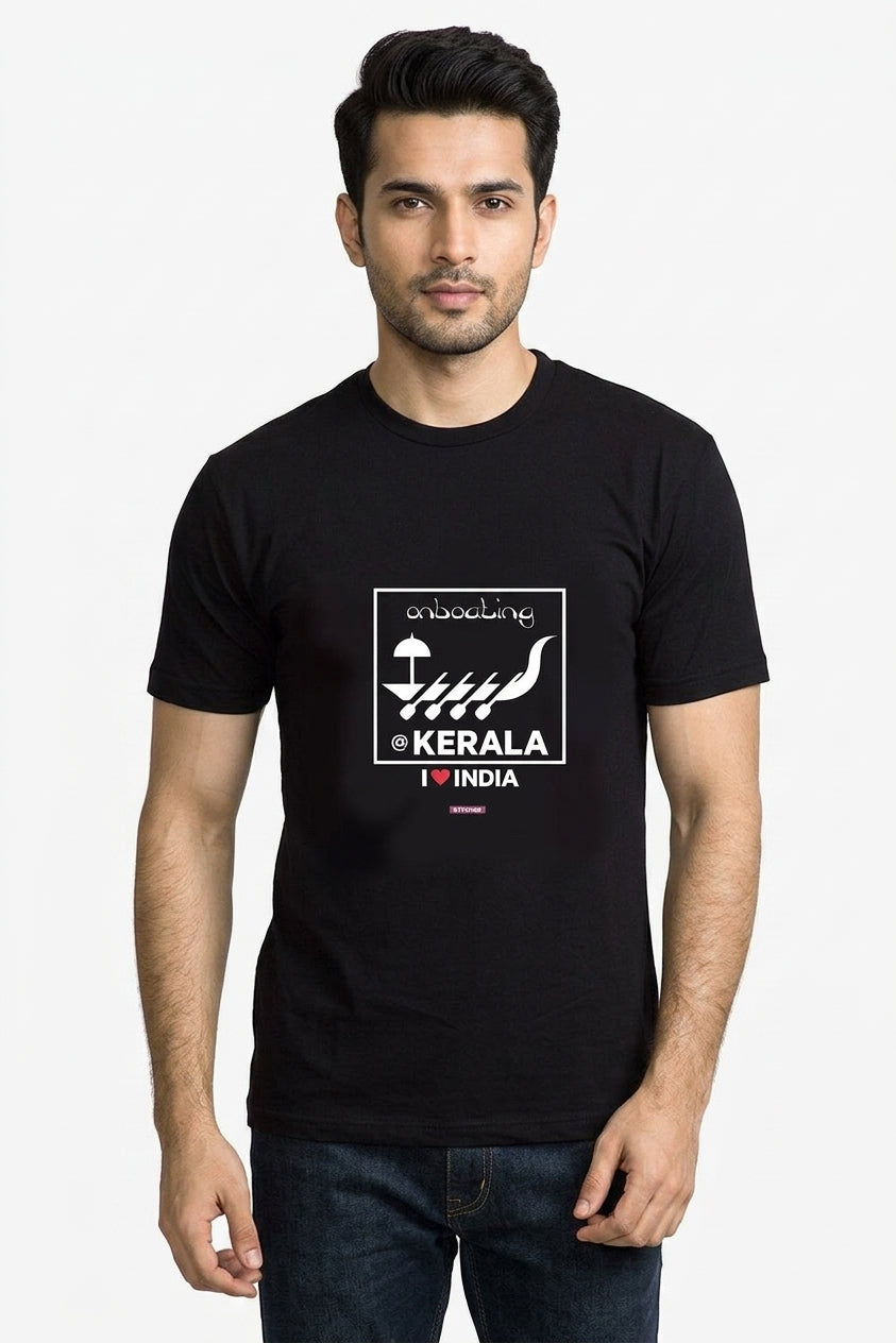 I love Kerala - Styched in India Graphic T-Shirt Black Color