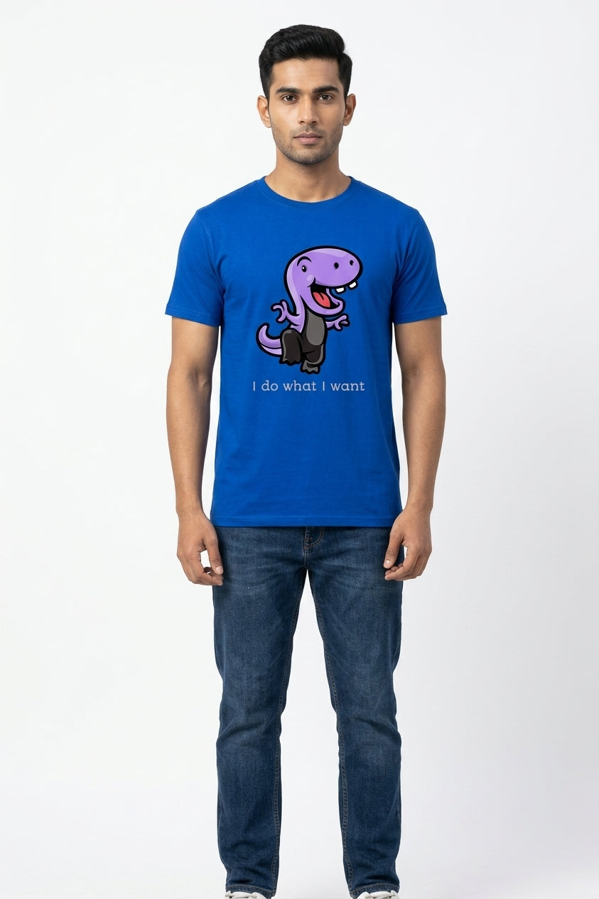 I Do What I Want Graphic Printed Blue Tshirt