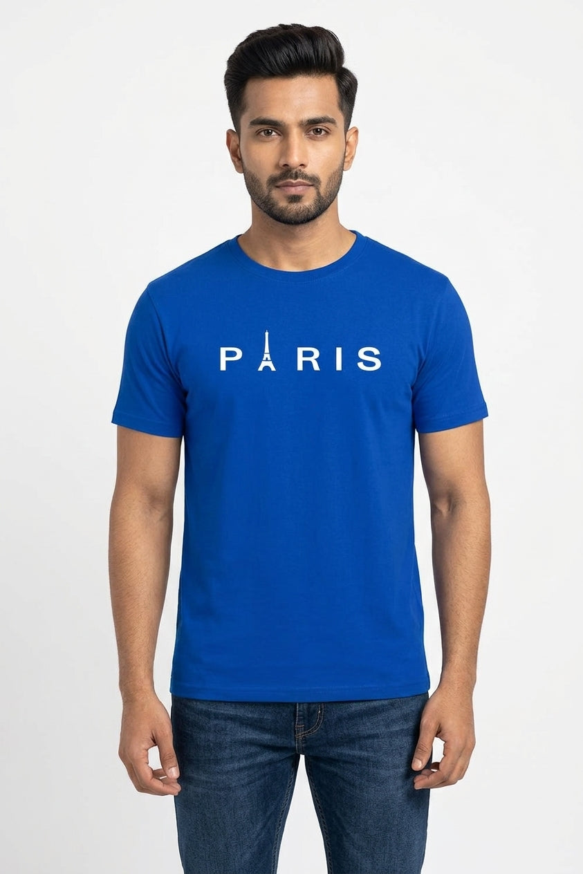 Paris Graphic Printed Blue Tshirt