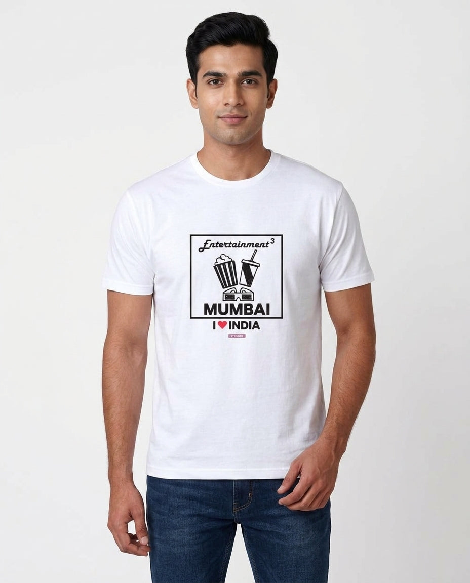 I love Mumbai - Styched in India Graphic T-Shirt White Color