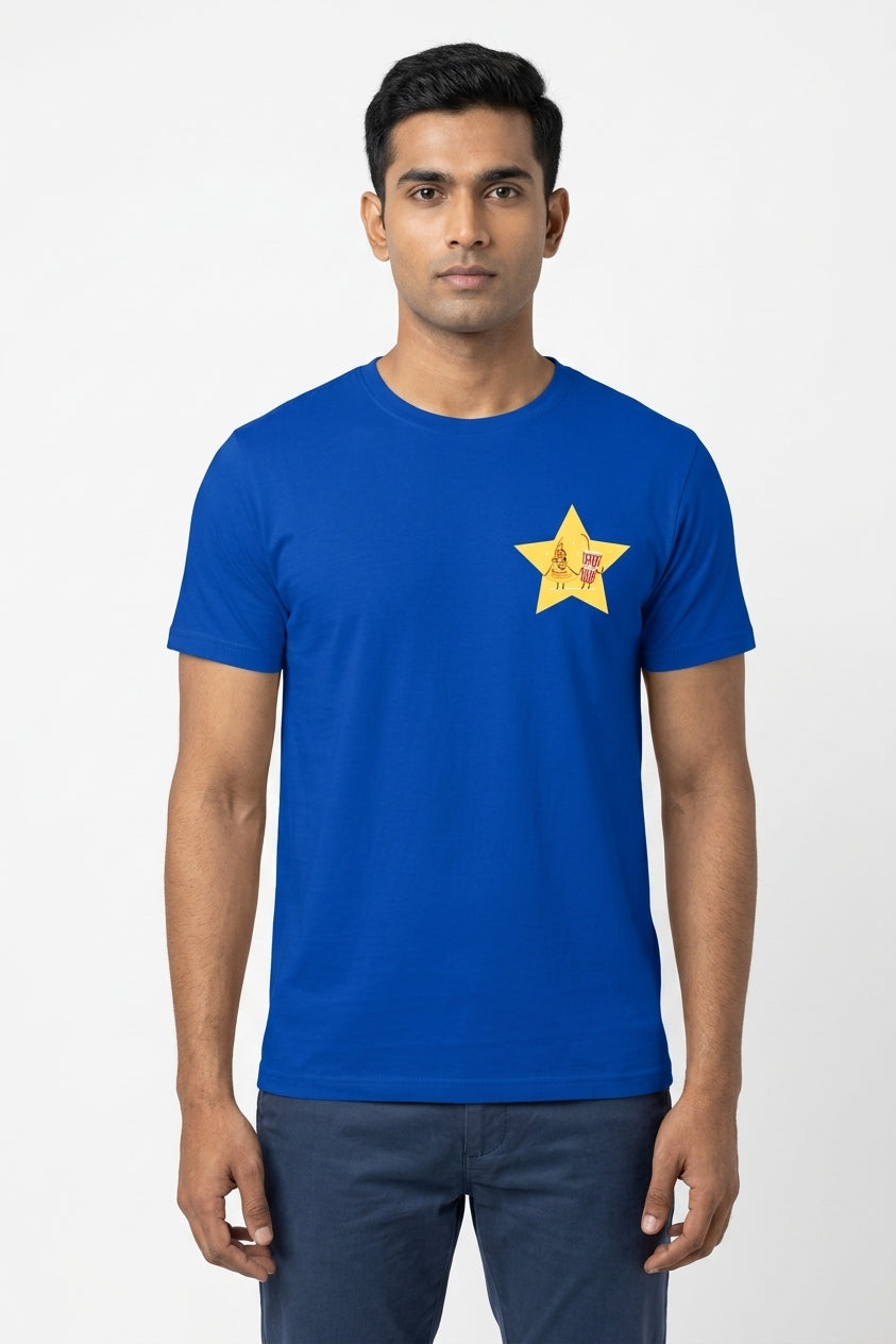 Pizza And Coke Graphic Printed Blue Tshirt