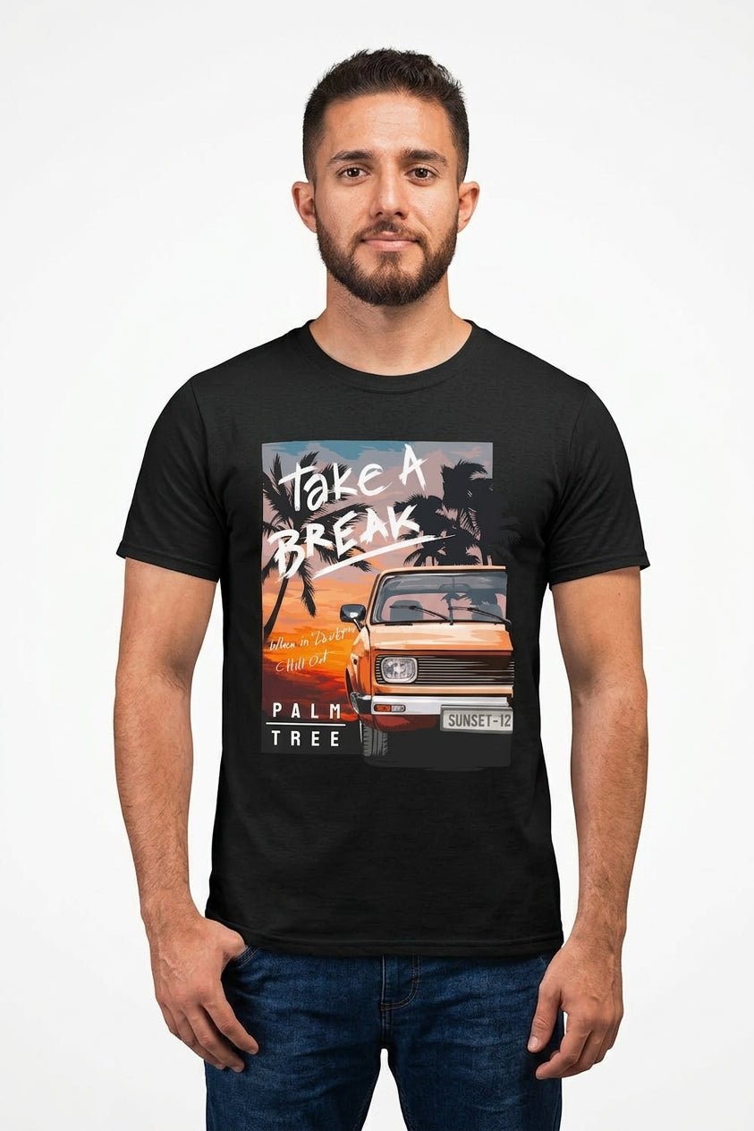 Take A Break Casual Black TShirt