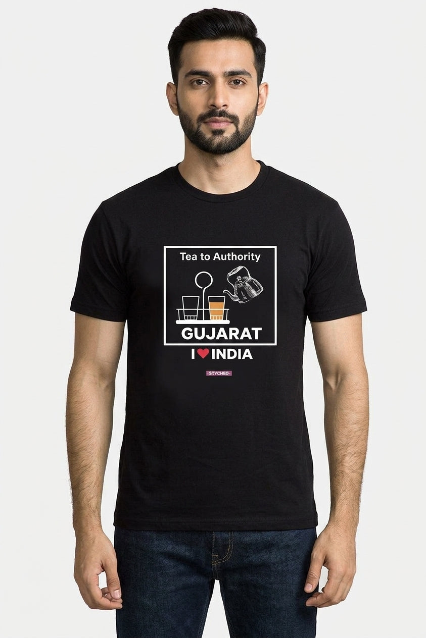 I love Gujarat - Styched in India Graphic T-Shirt Black Color