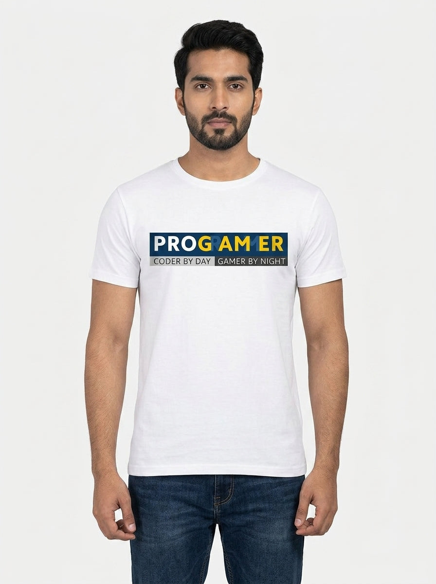 Coder by the Day, Gamer at night - True programmer Swag White Tee