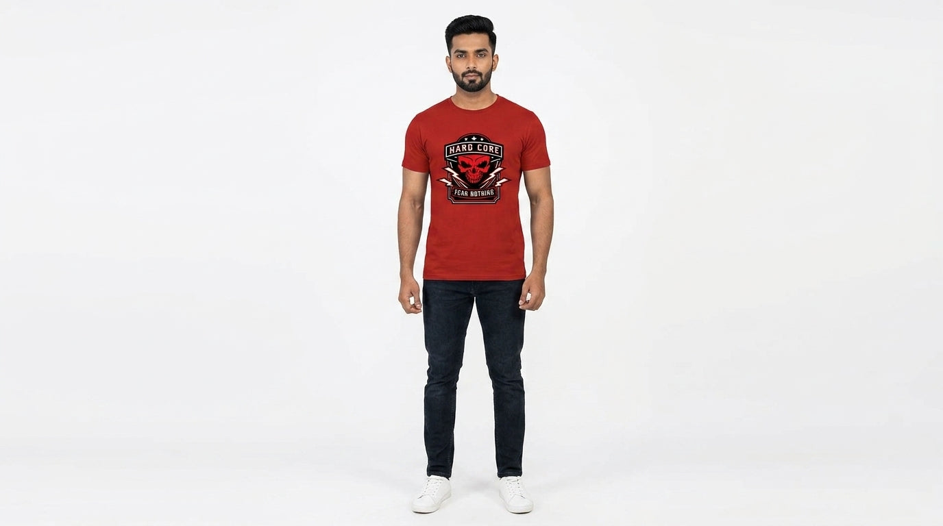 Hard Core Fear Nothing - Dare Red T-Shirt Printed
