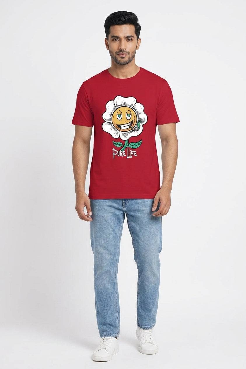 Pure Life Graphic Printed Red Tshirt