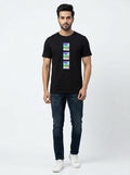 Space Graphic Printed Black Tshirt