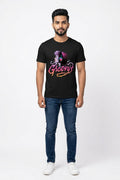 Groovy Graphic Printed Black Tshirt