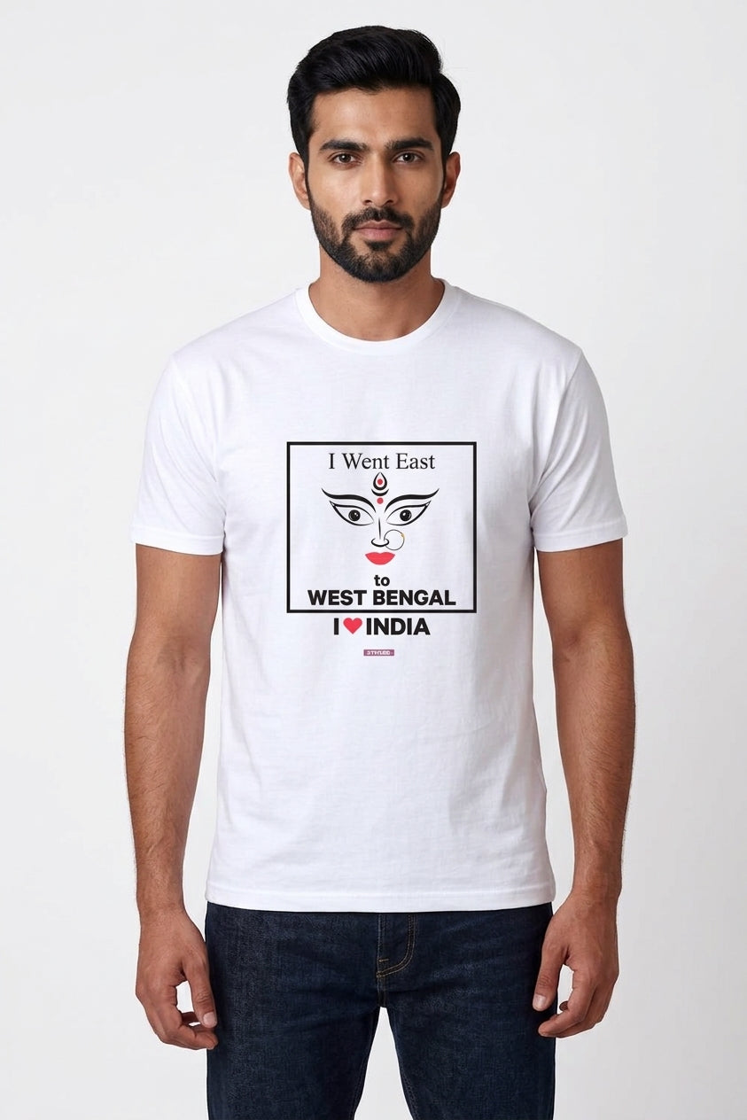 I love West Bengal - Styched in India Graphic T-Shirt White Color