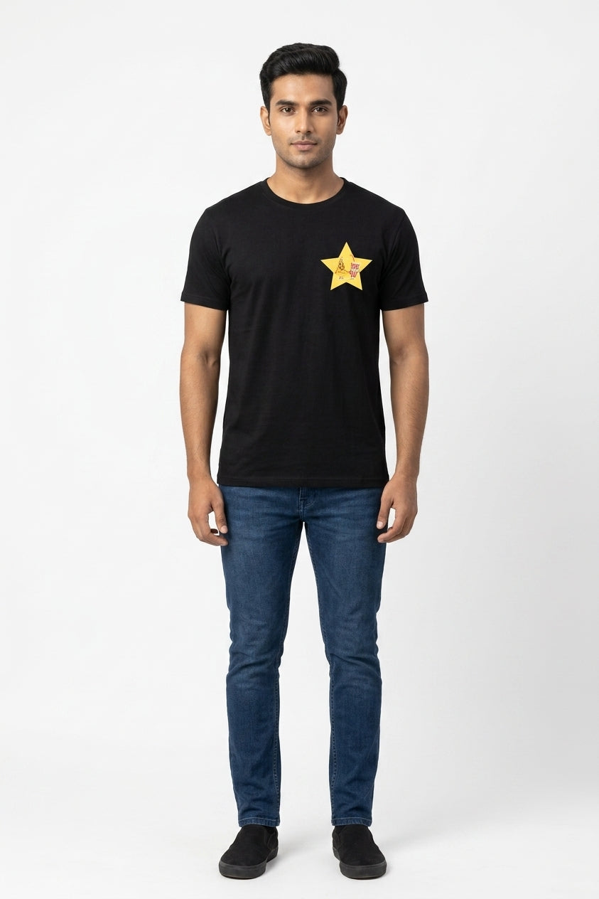 Pizza And Coke Graphic Printed Black Tshirt
