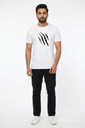 Panther Claw Graphic Printed White Tshirt