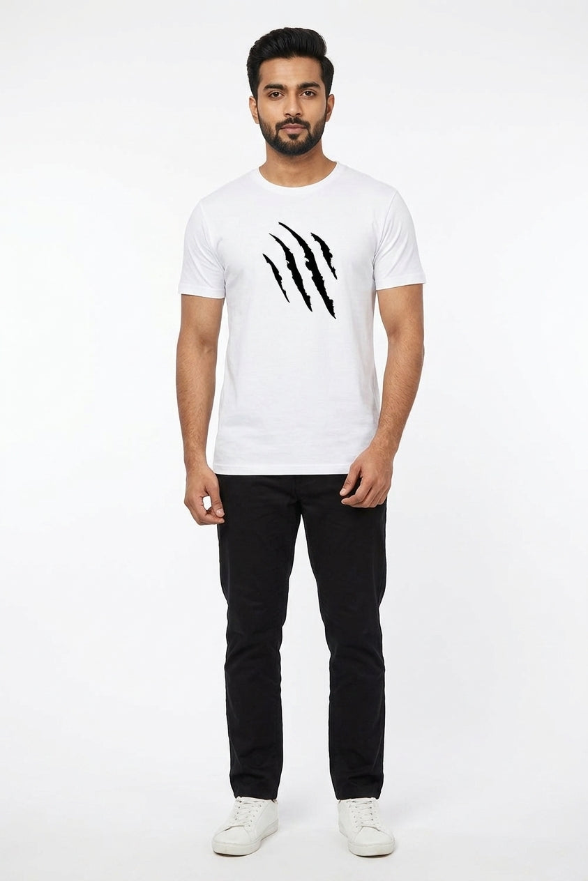 Panther Claw Graphic Printed White Tshirt