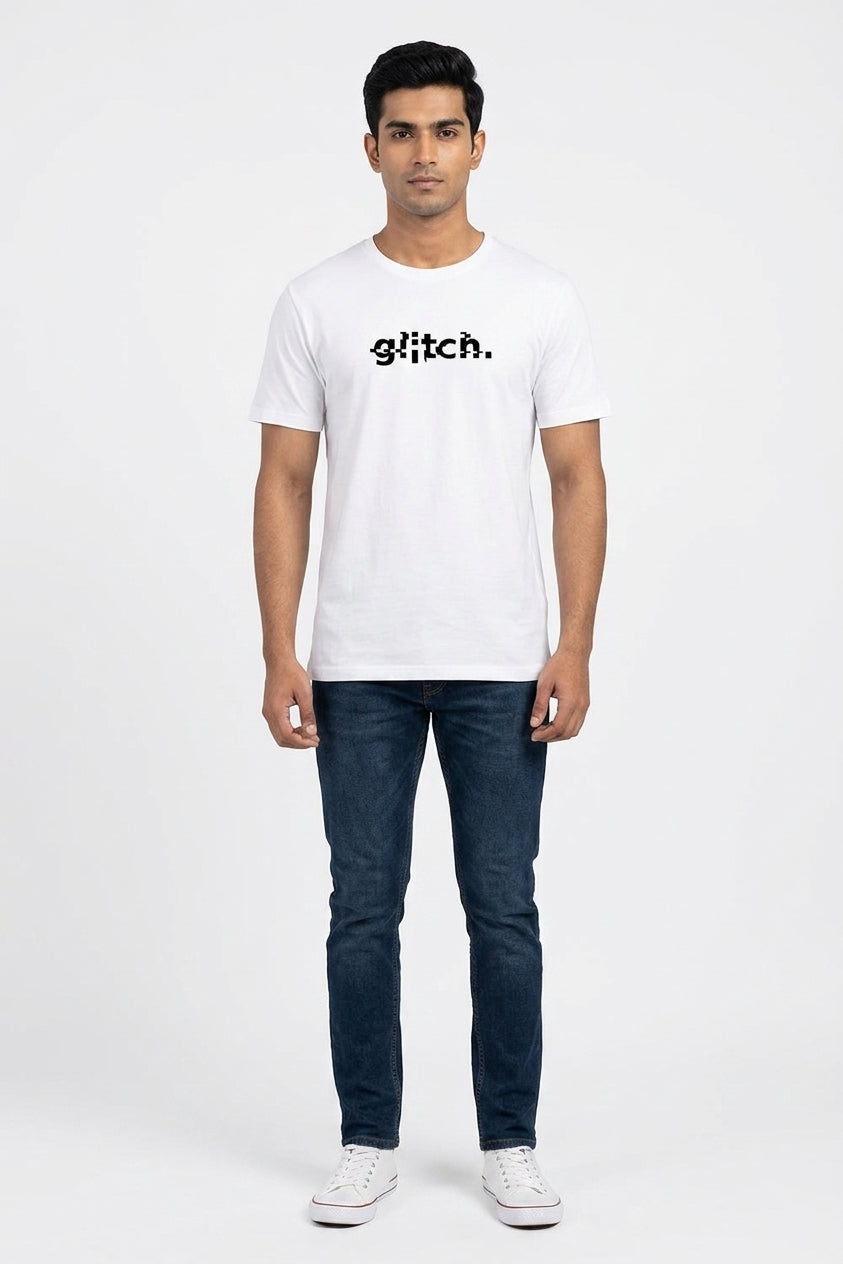 Glitch Printed White Tshirt