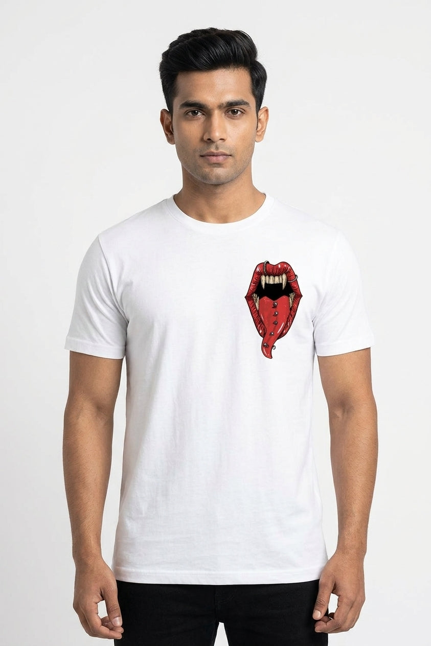 Punk Dracula Graphic Printed White Tshirt