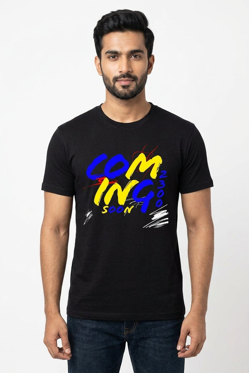 Coming Soon Graphic Printed Black Tshirt