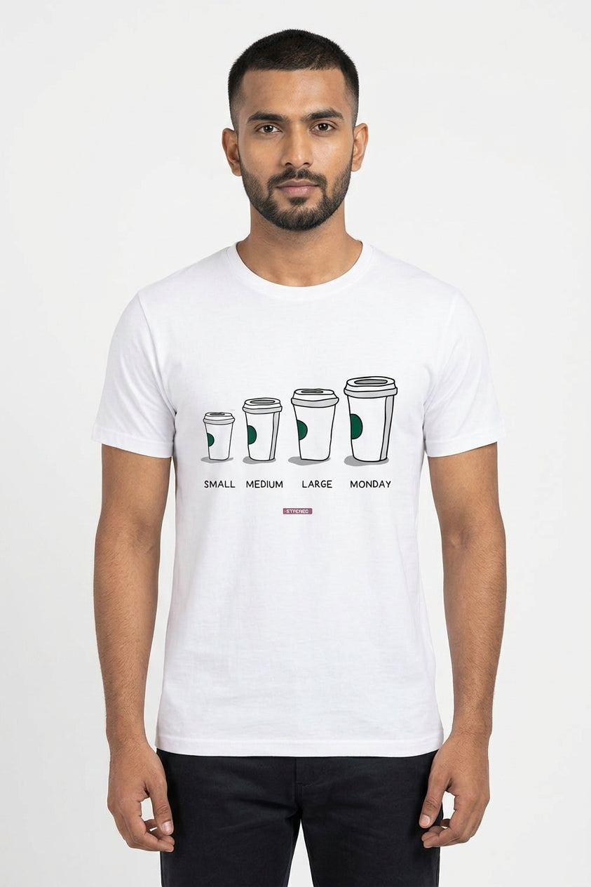 Small to Monday Coffee - Graphic T-Shirt White Color