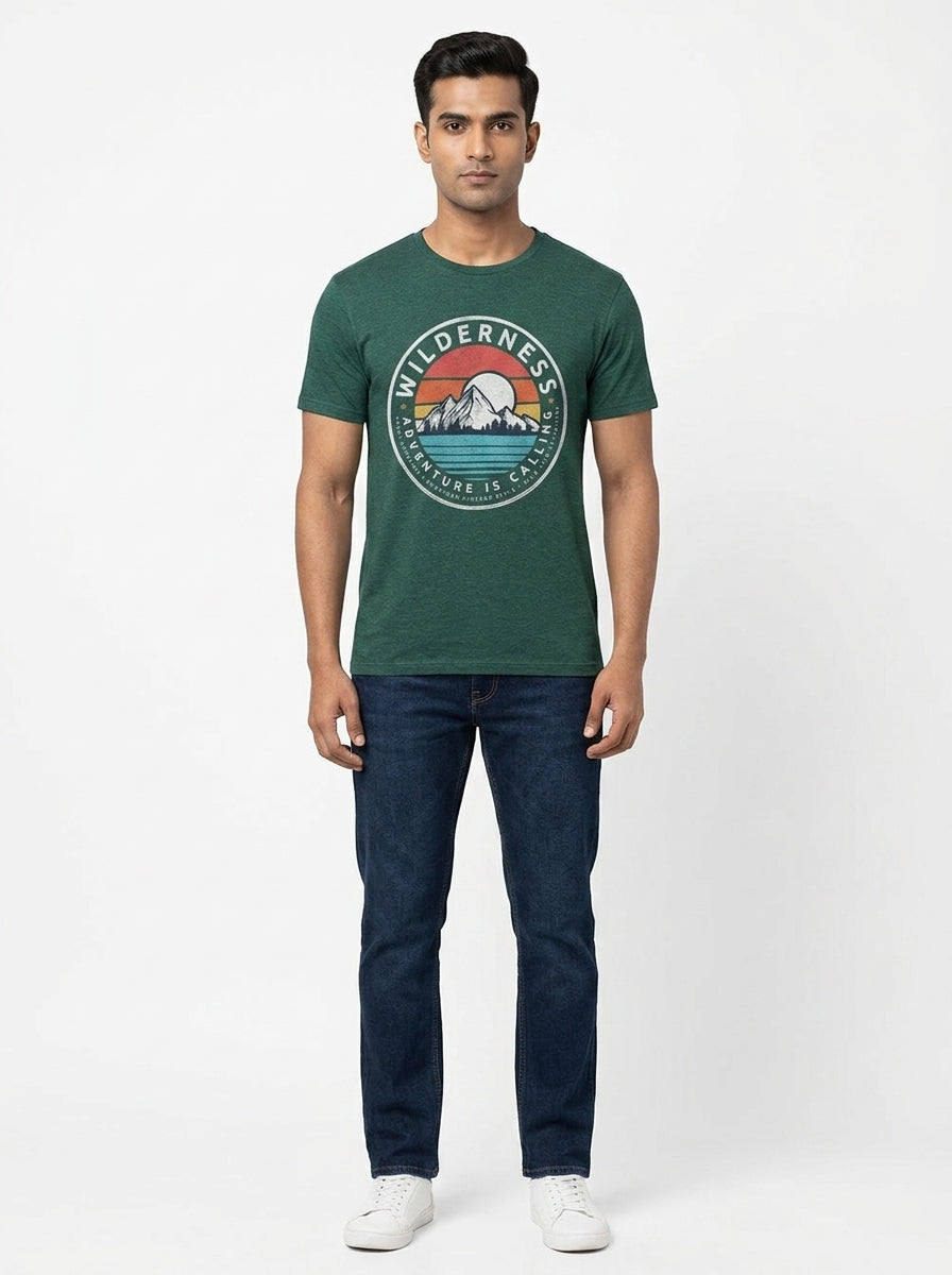 Wilderness - Adventure is Calling American Style Green Round Neck TShirt