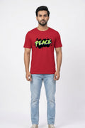 Peace Graphic Printed Red Tshirt