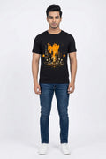 Stonko Black Graphic Printed Tshirt