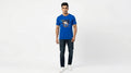 Just Smile Graphic Printed Blue Tshirt