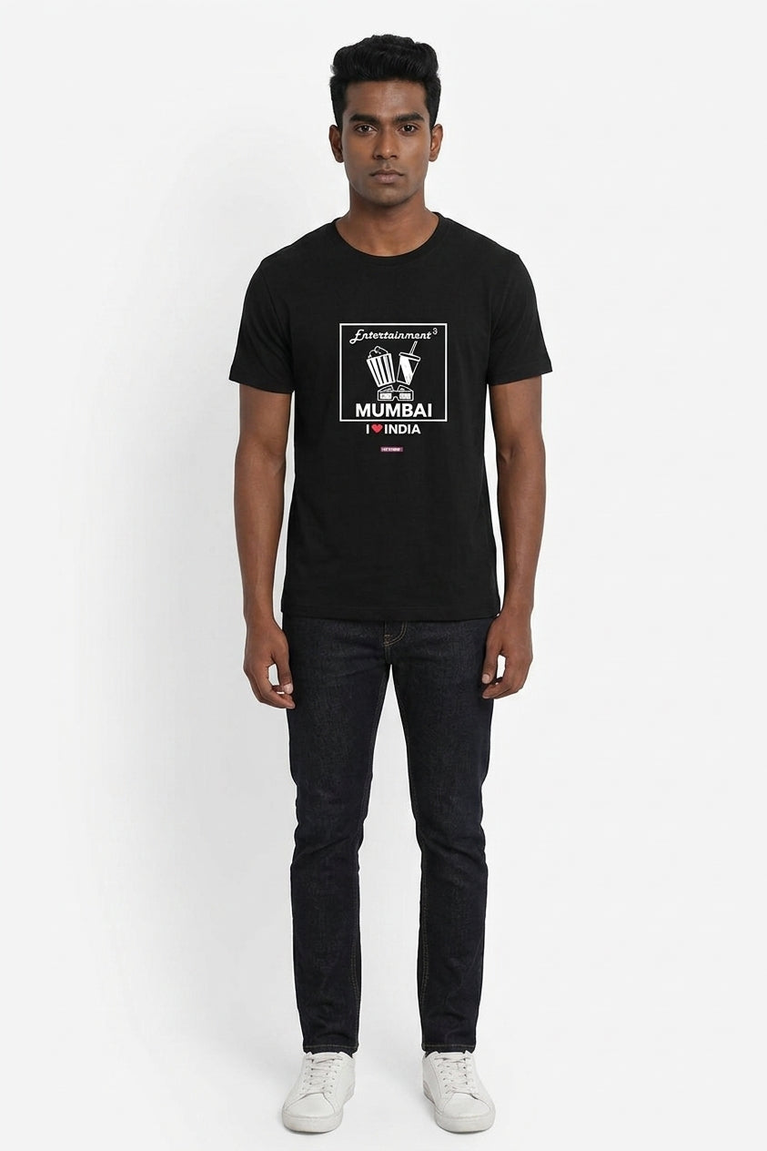 I love Mumbai - Styched in India Graphic T-Shirt Black Color