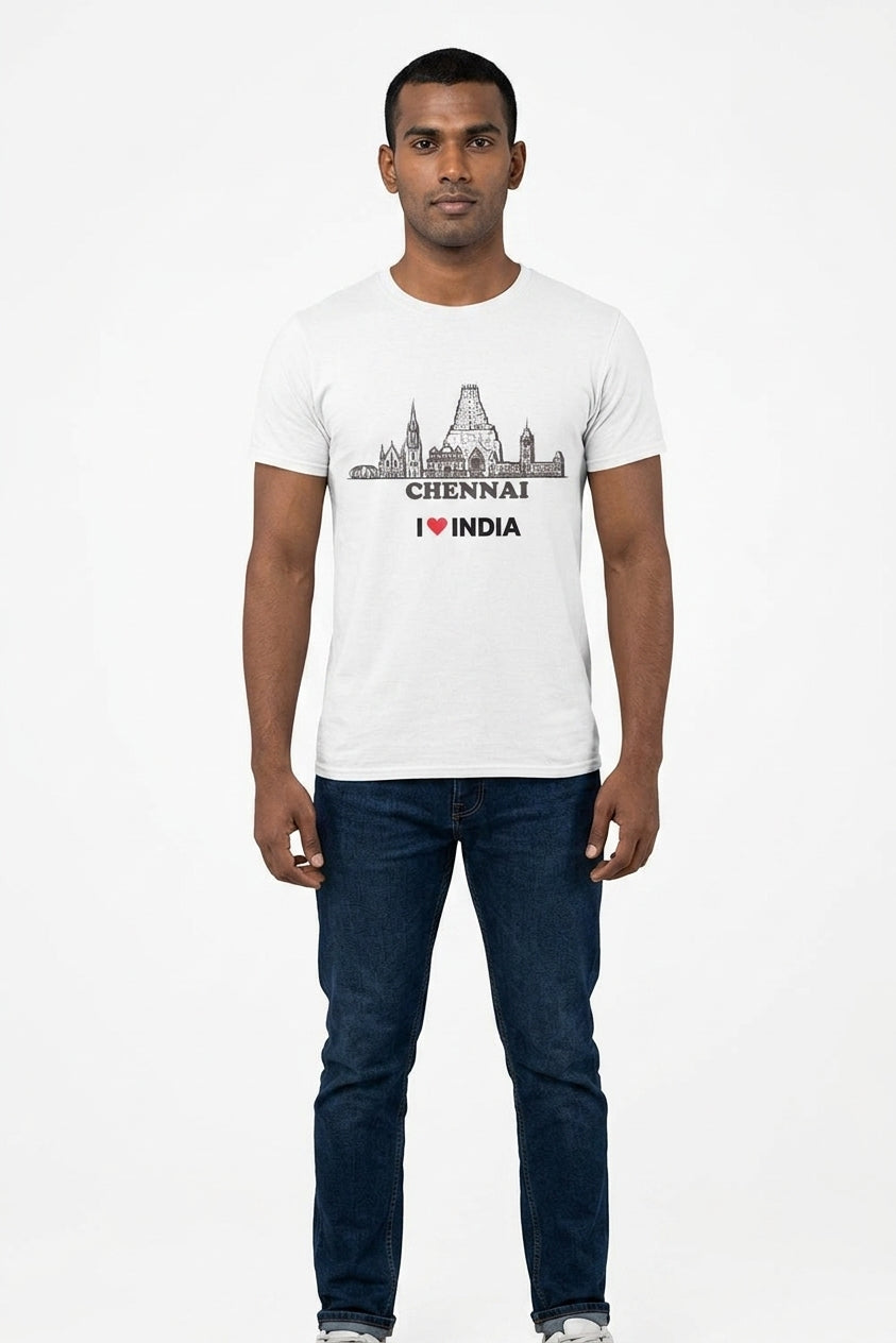 Chennai Temple - Styched in India Graphic T-Shirt White Color