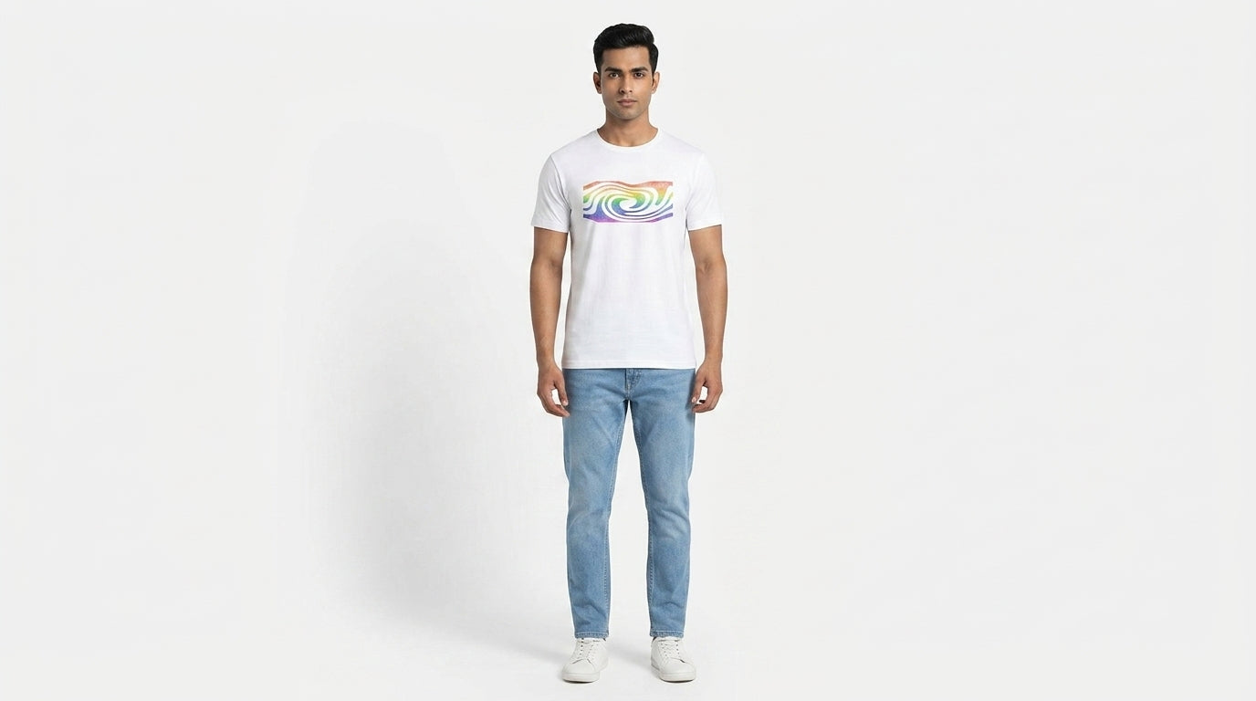 Rainbow Trance Graphic Printed White Tshirt
