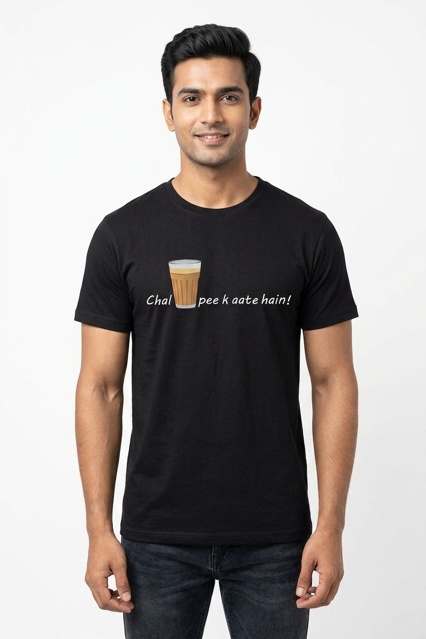 Chai Peeke Aate Hai Black Tshirt