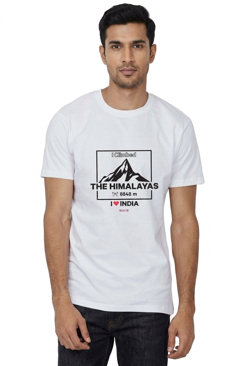 Himalayas - Styched in India Graphic T-Shirt White Color