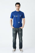 SHIRT - R Falling Off Graphic Printed Blue Cotton Tee