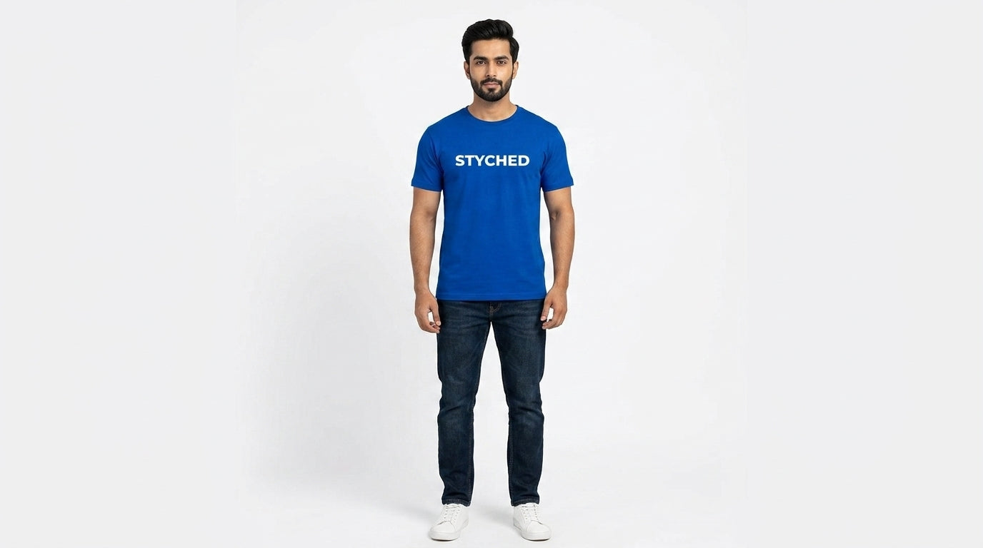 Styched Font Blue Tshirt