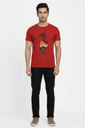 Sadhu baba - Quirky Graphic T-Shirt Red Color