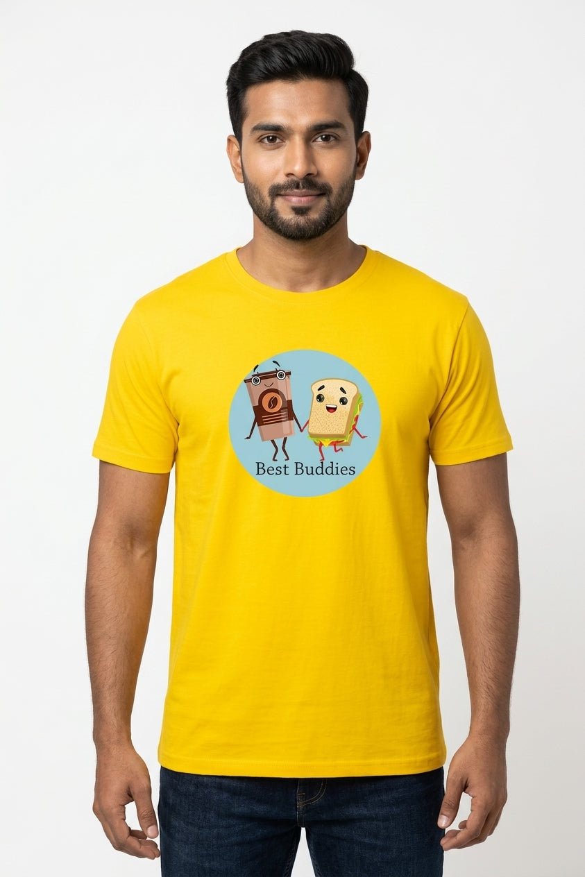 Best Buddies Graphic Printed Yellow Tshirt