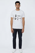 Time in restroom with phone - Quirky Graphic T-Shirt White Color